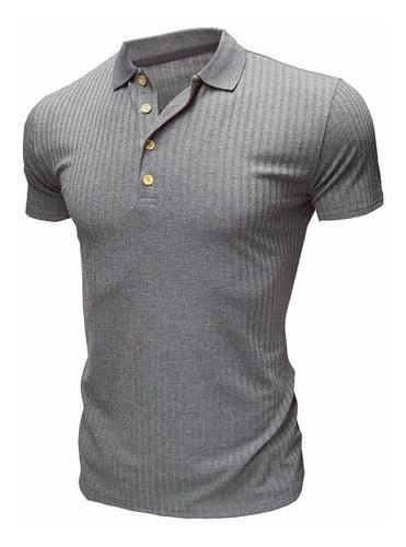 Men's Ribbed Knit Polo Shirt